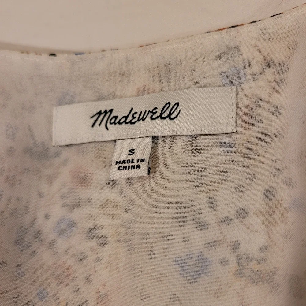 Madewell‎ Silk Floral Print Button Front Peplum Blouse, Women's Size S, Multi